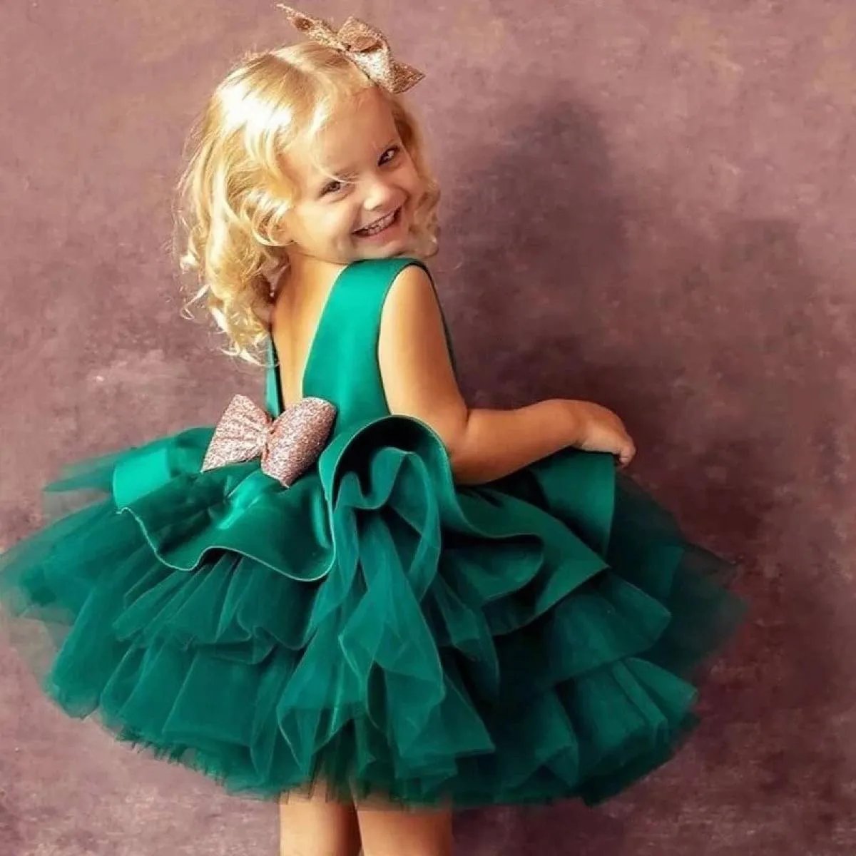Abiti da festa per bambini carini con fiocco senza schienale per 15t senza maniche per bambine solide Matrimoni Abito da princip