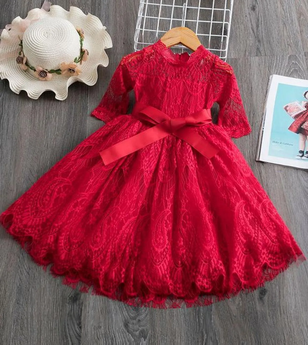Abito a pois in pizzo di marca per ragazze Abito da festa di compleanno principessa in rete Abito da ballo elegante 38 anni Abit