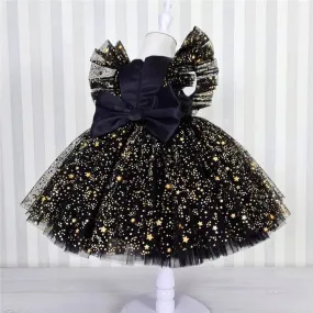 Abito da bambina con fiocco e fiore per ragazze, prima festa di compleanno, matrimonio, tutù, abito da spettacolo shinny per rag