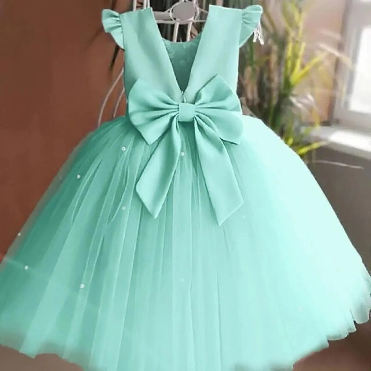 Abito da festa per il primo compleanno di bambino per ragazze Abito da sera da sposa senza schienale per bambini Abito da princi