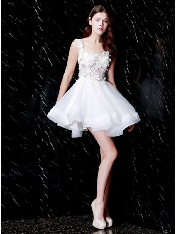 Abito elegante corto per festa in Organza e Pizzo