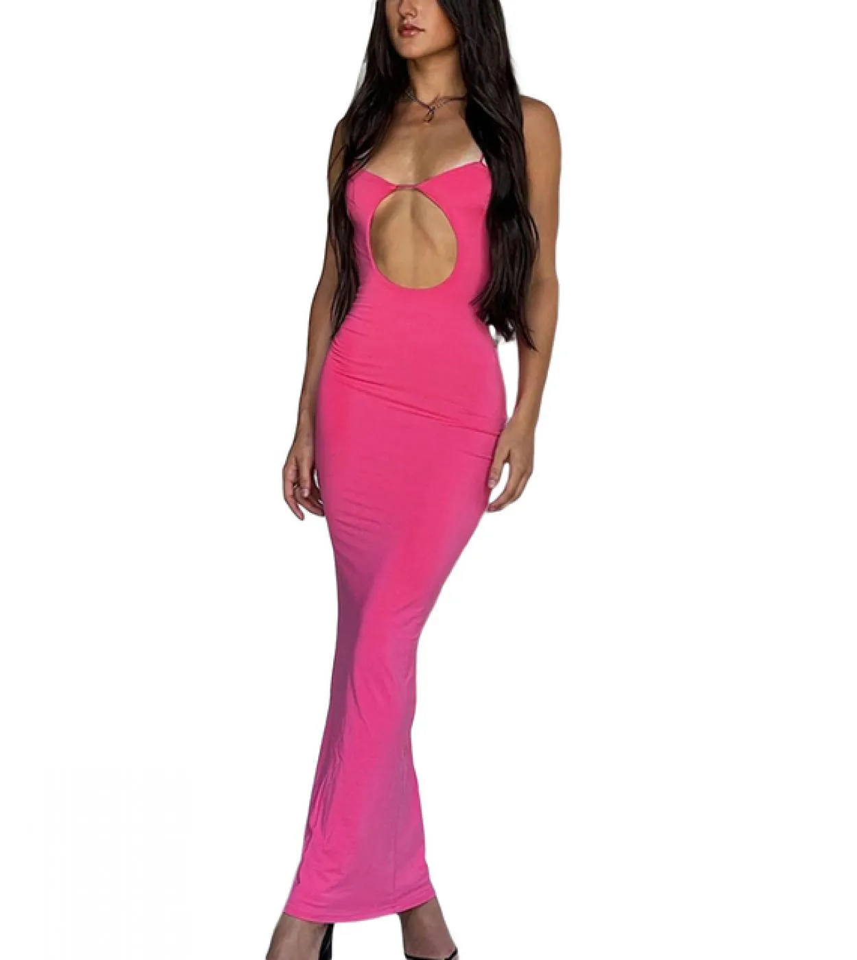 Abito lungo aderente aderente aderente da donna con scollo a barchetta Abito senza spalline con spalline Elegante abito da festa
