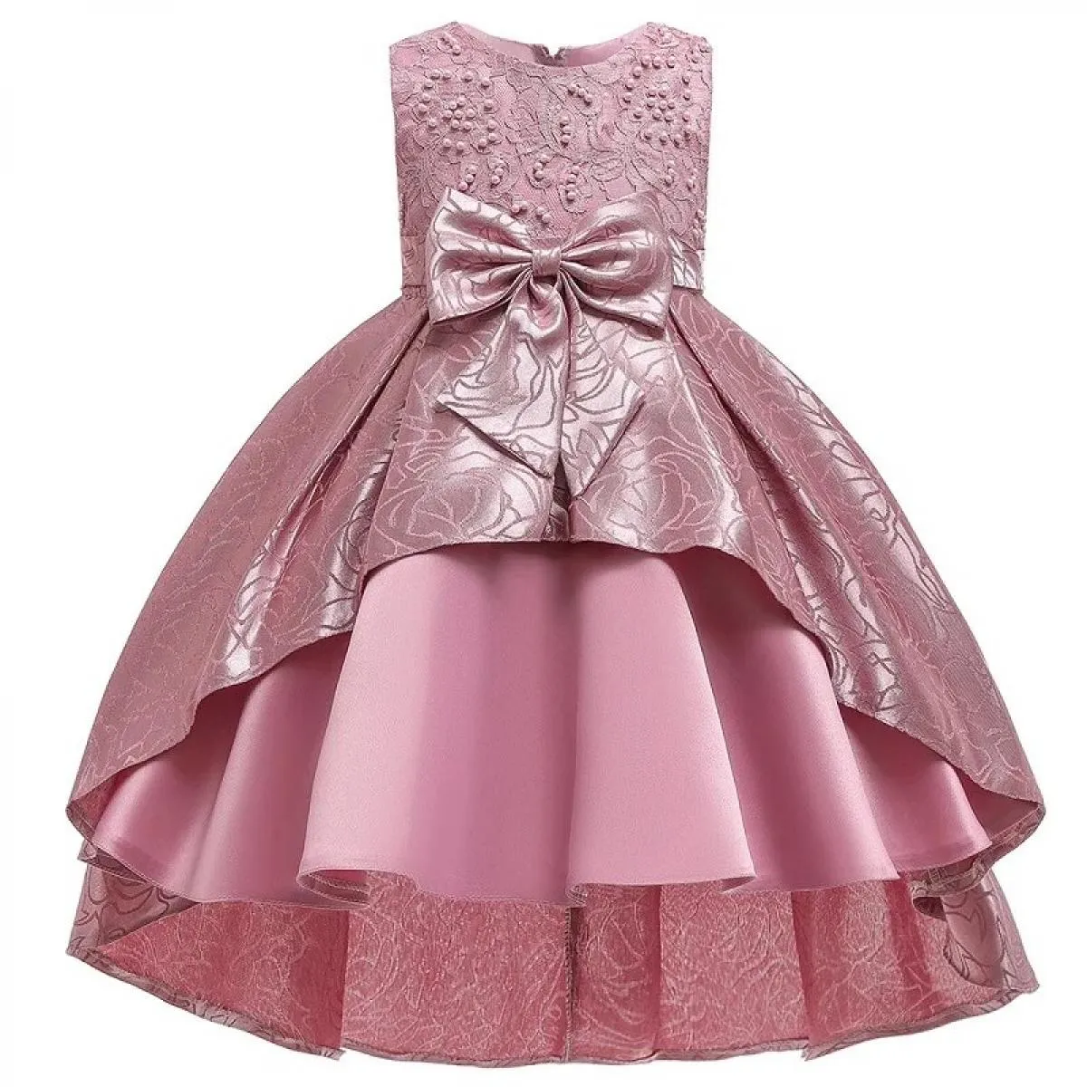 Abito per bambini Ragazza principessa Nuovo Trail Show Abito da sposa Abito da sera Ragazza Festa di compleanno Fiocco pomposo r