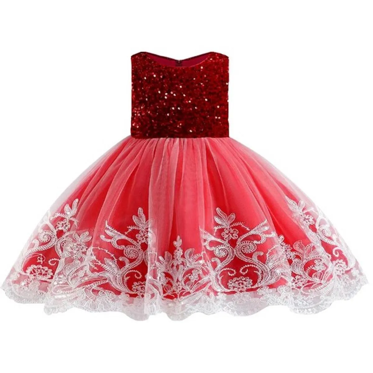 Abito soffice con paillettes per la festa di compleanno del bambino della nuova ragazza. Abito soffice ricamato da principessa,