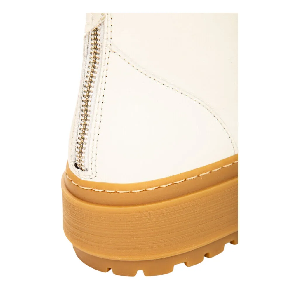 ANDIA FORA stivaletto donna allacciato pelle bianca WEST FOLD AMBRA DENVER GHIACCIO MADE IN ITALY