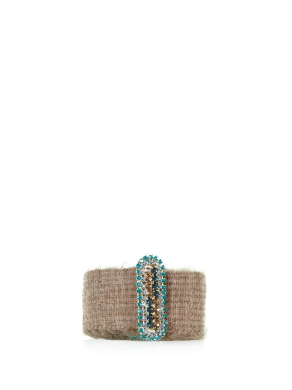 Belt with blue rhinestone closure