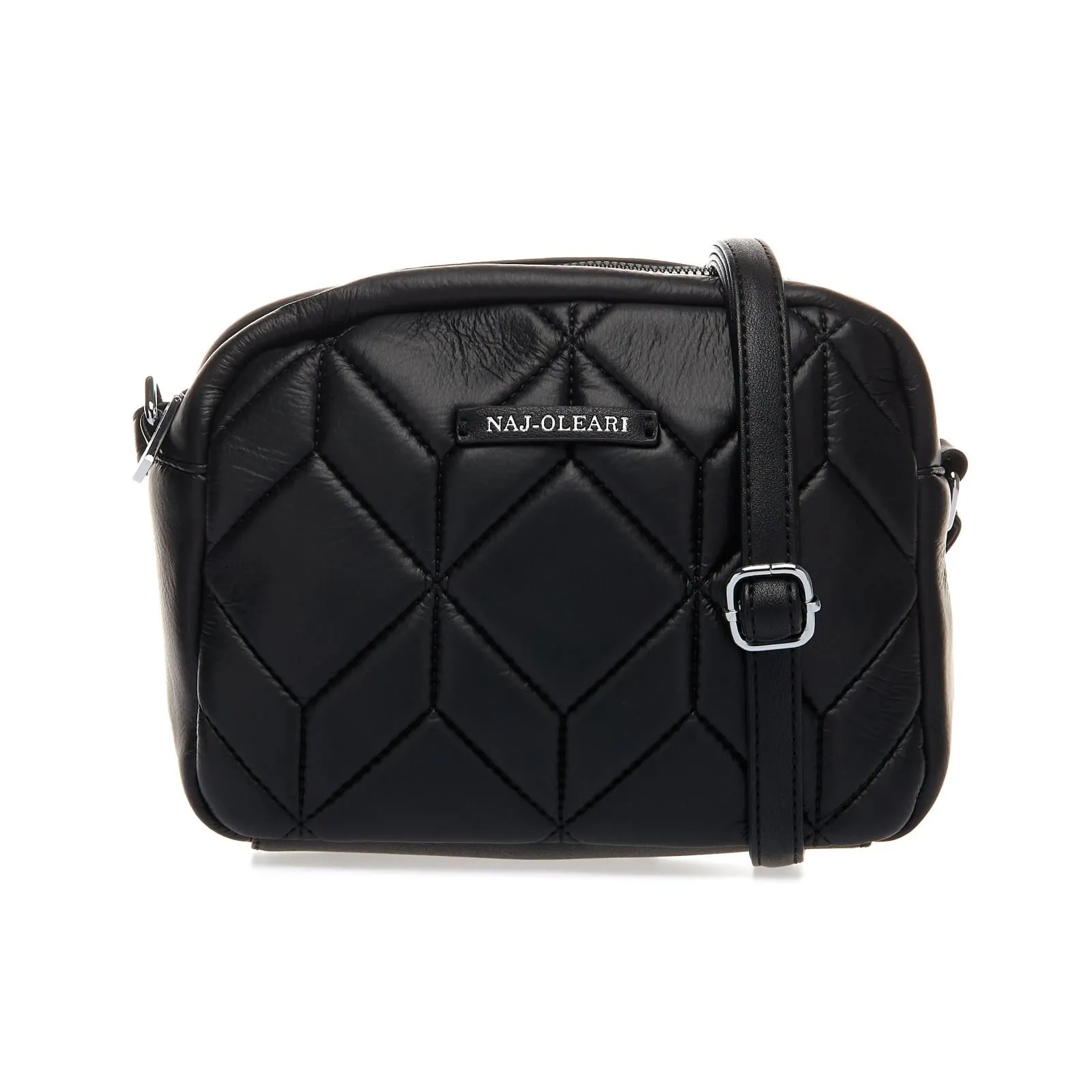 Borsa nera trapuntata con tracolla