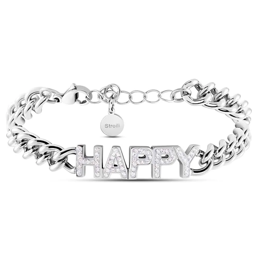 Bracciale Lady Message Acciaio Cristallo Bianco 16.5 + 3 cm 1666595