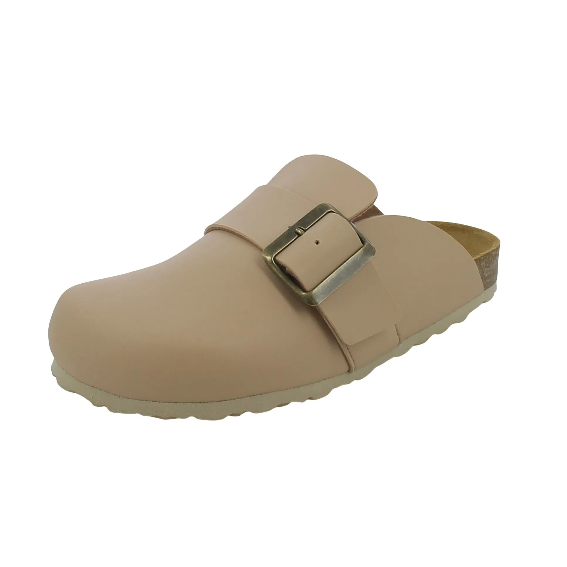 BRAND  Sabot in Ecopelle Beige con Maxi Fibbia 