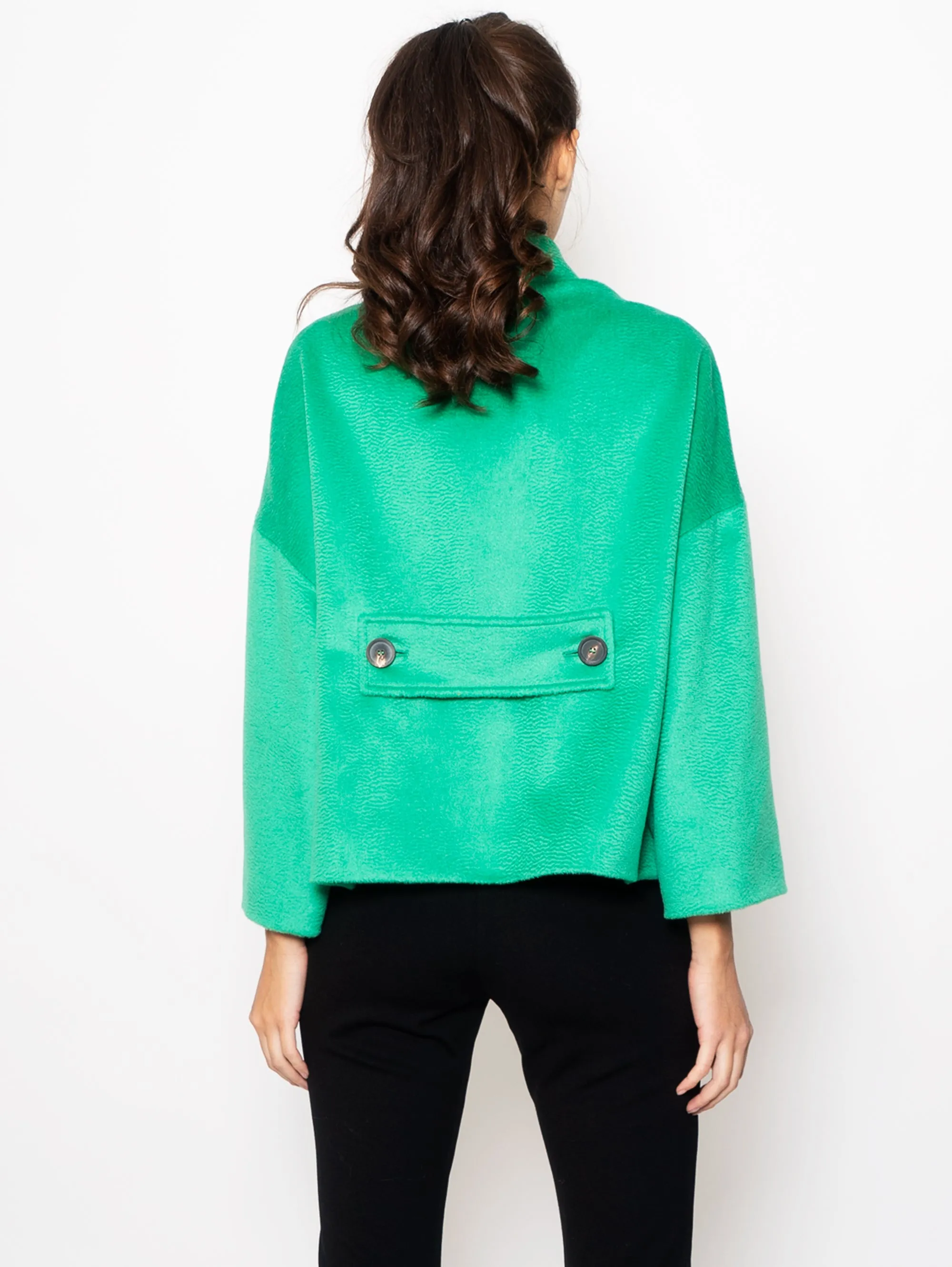 Caban con Effetto Astrakan Verde