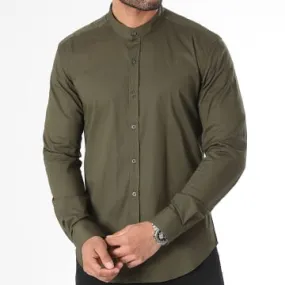 Camicia a maniche lunghe con colletto Mao 1706 Verde Khaki