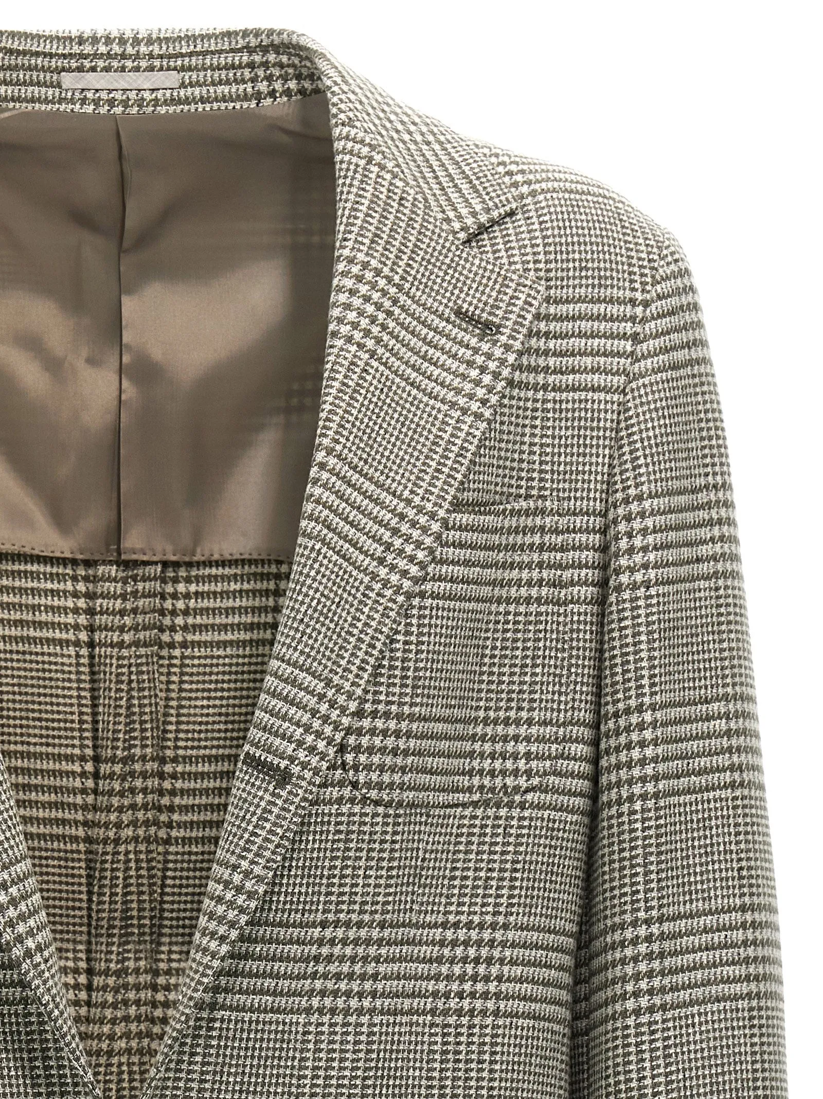 Check Single-Breasted Blazer Verde
