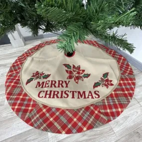 Copribase in Panno con scritta “Merry Christmas” e Stelle di Natale – Ø 120 cm