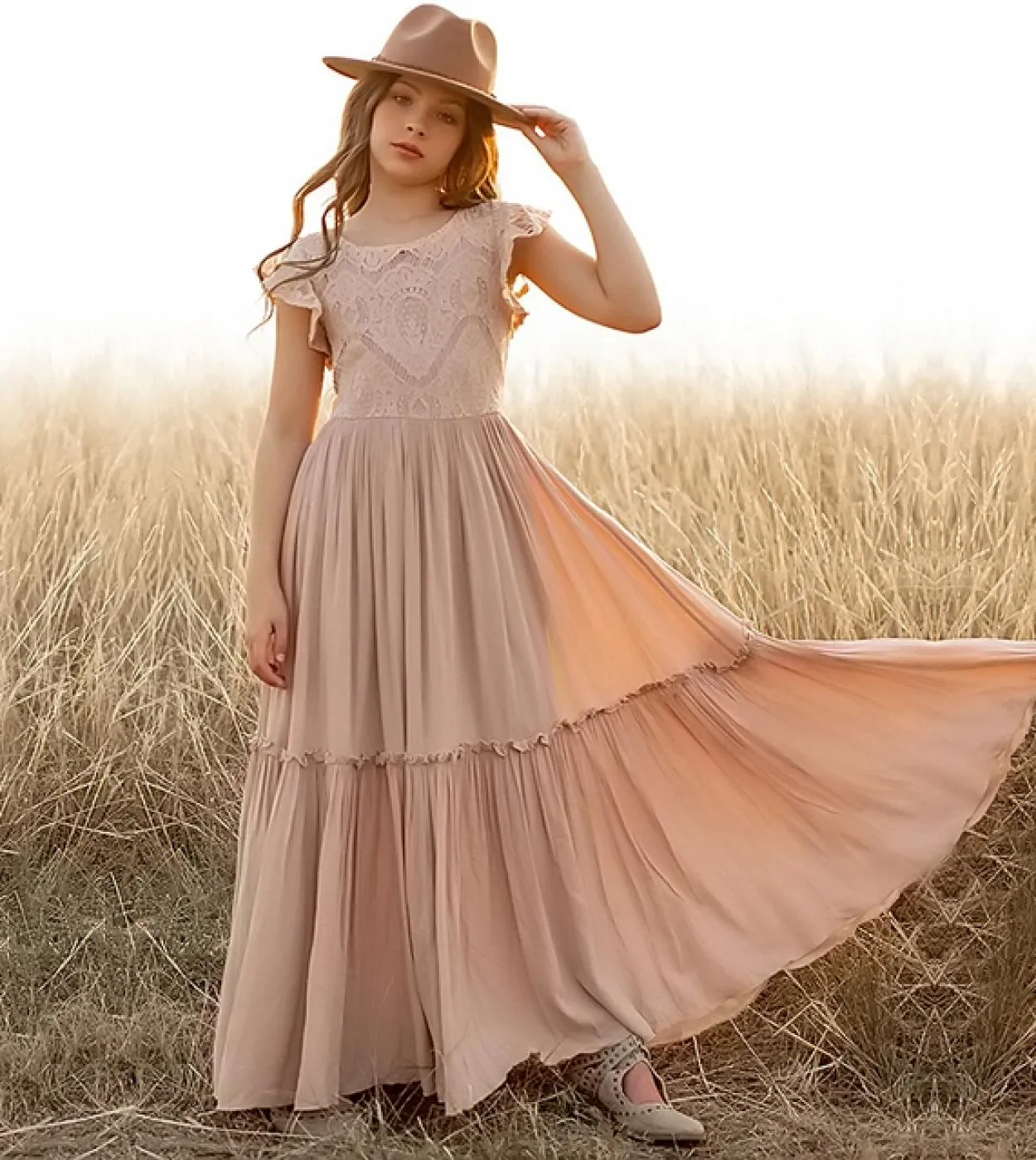 Elegante ragazza estiva nuovo abito da principessa fiore di pizzo ragazze prima comunione lungo vestido bambini festa di complea