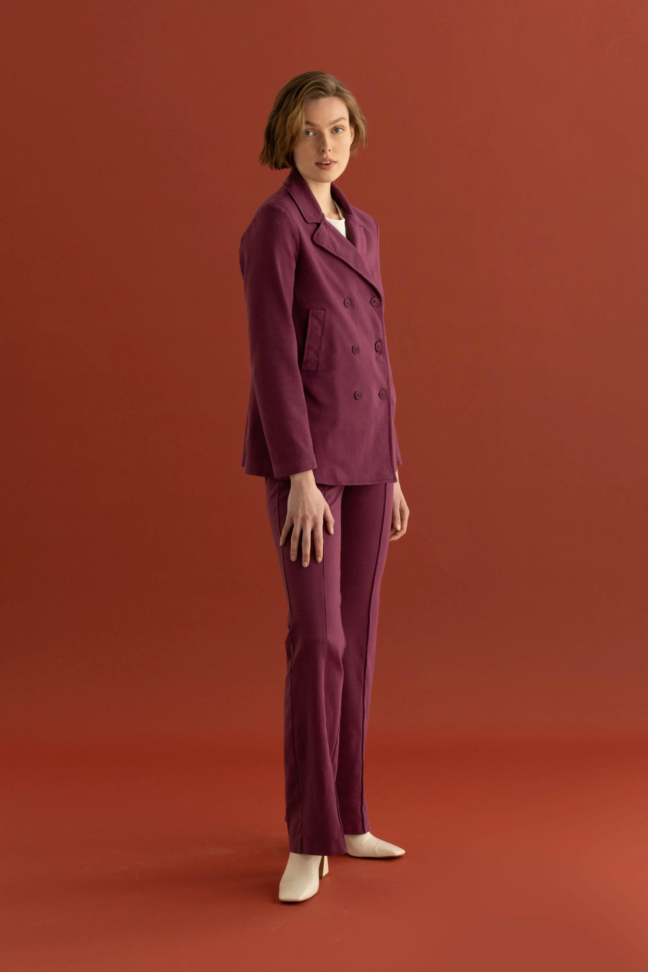 European Culture  ---------    ------------Blazer Doppio Petto in Jersey Punto Milano 58F0 2548