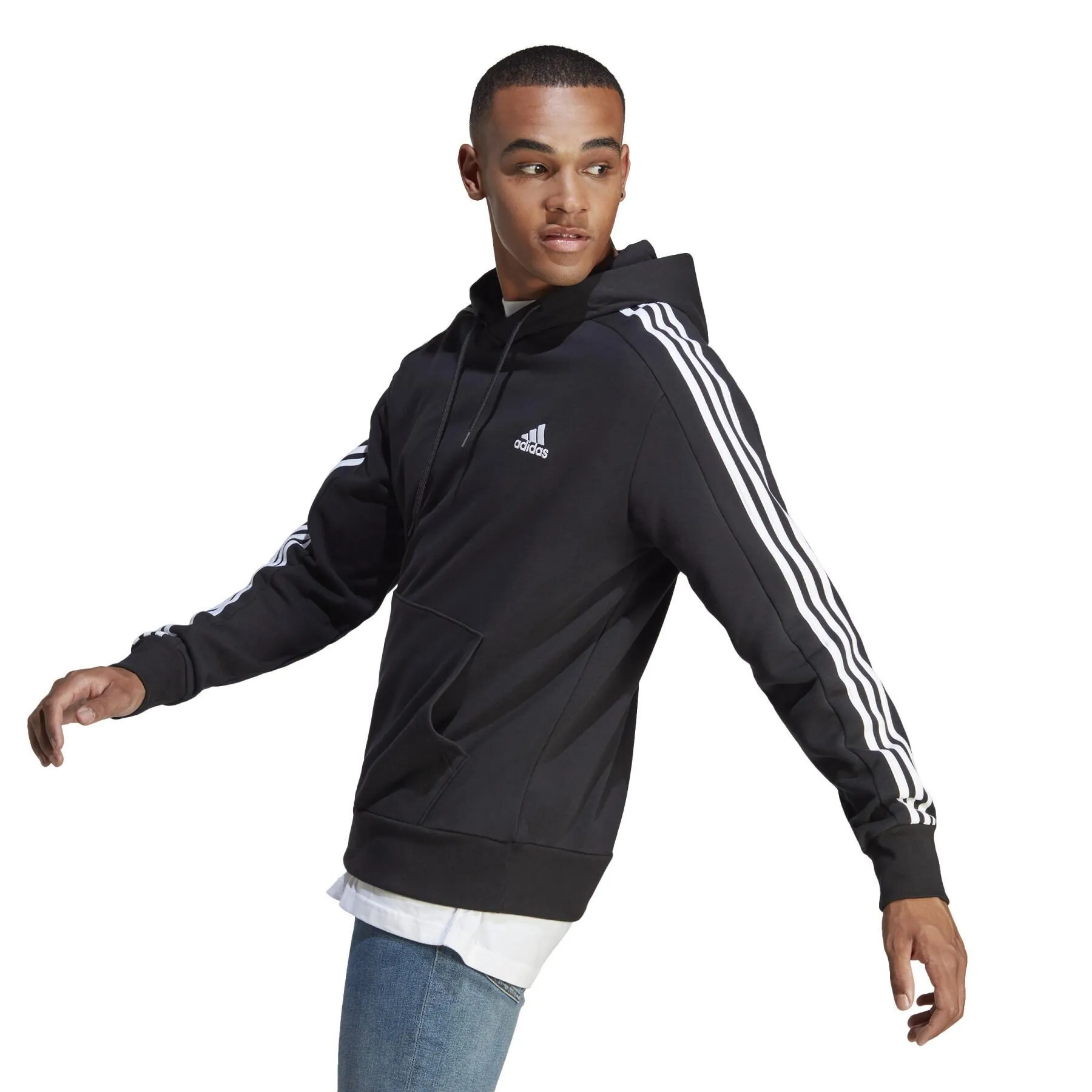 Felpa con cappuccio adidas 3-Stripes Essentials French Terry