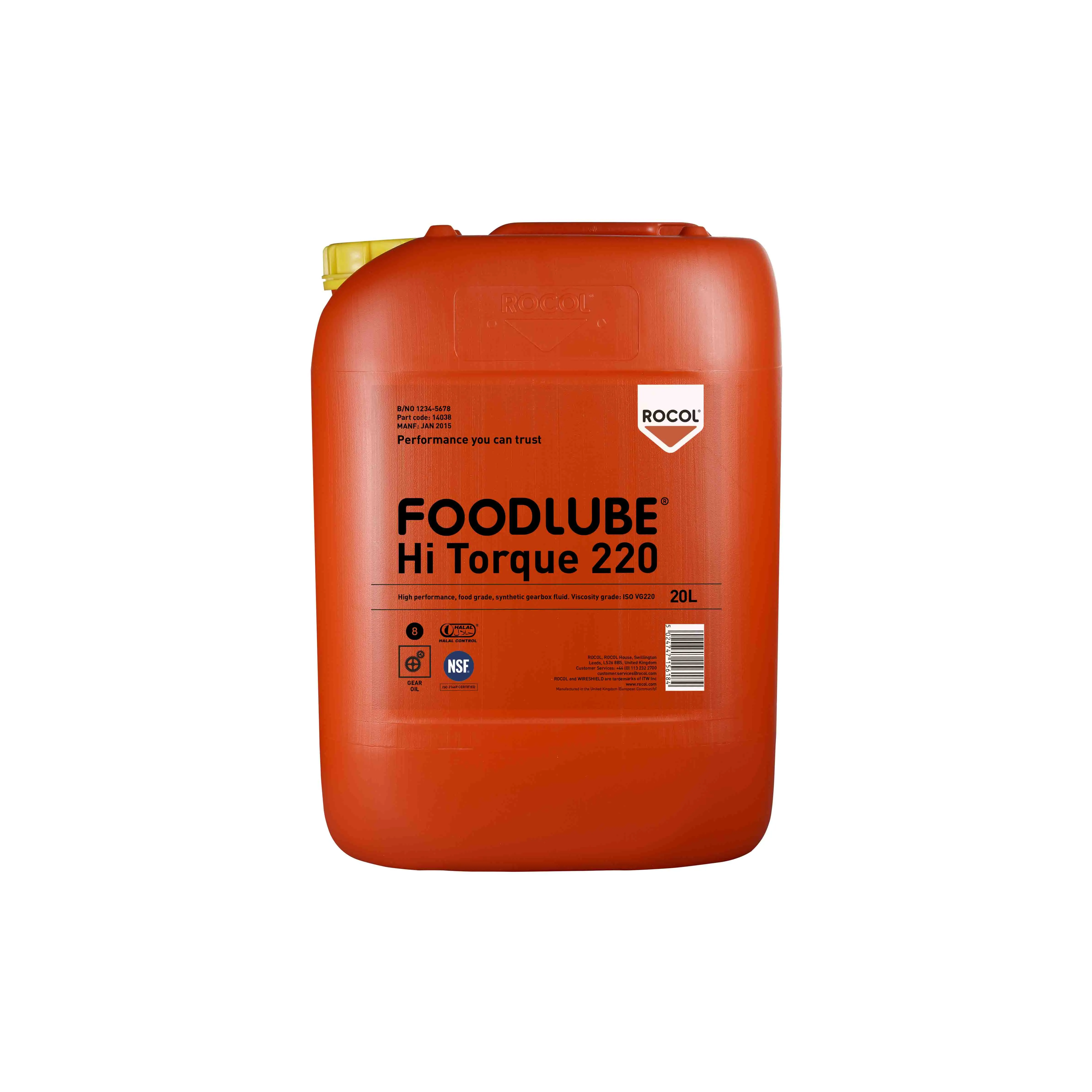 Foodlube® Hi-Torque 220 Lubrificante polivalente Polialfaolefina da 20 L, idoneo ad uso alimentare