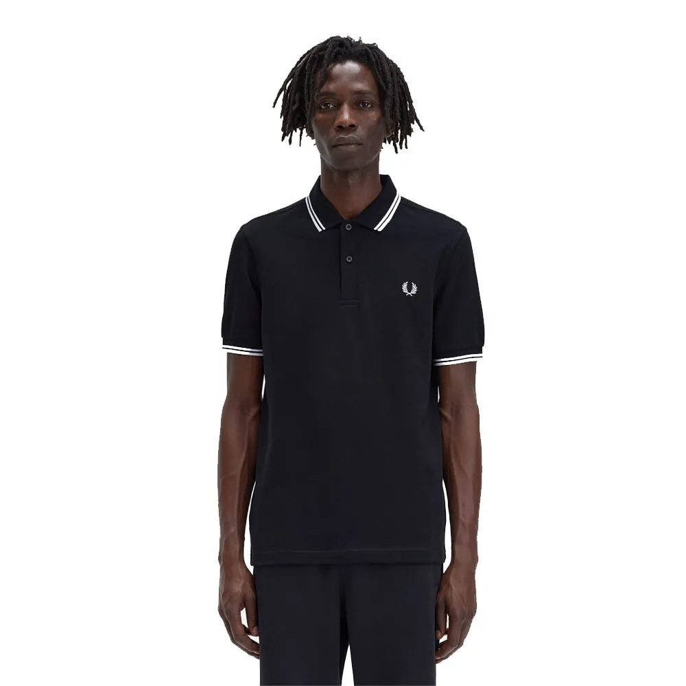 Fred Perry Polo Mezza Manica Logo Con Bordino Nero Uomo