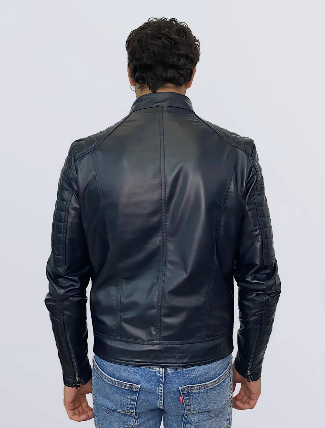 GIUBBINO IN PELLE UOMO BLU MOD. DAVINSON