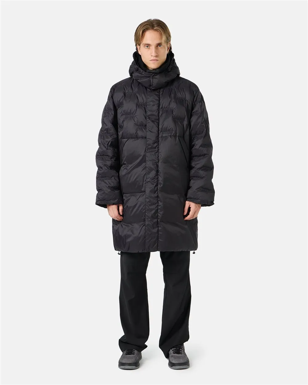 Giubbotto imitation down in nylon con ricamo Iceberg allover e zip centrale