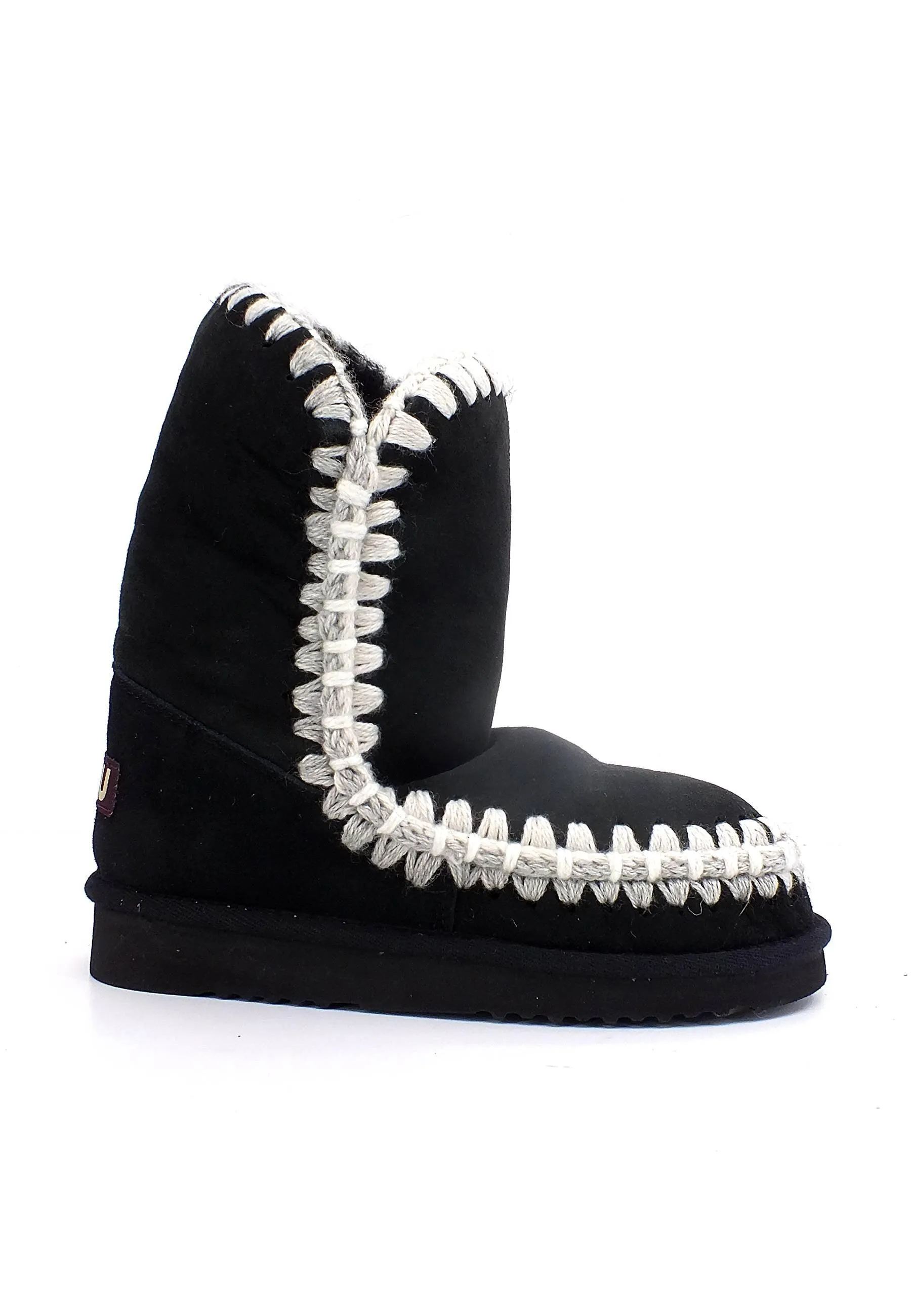 MOU Eskimo Overstitching Stivaletto Pelo Donna Black