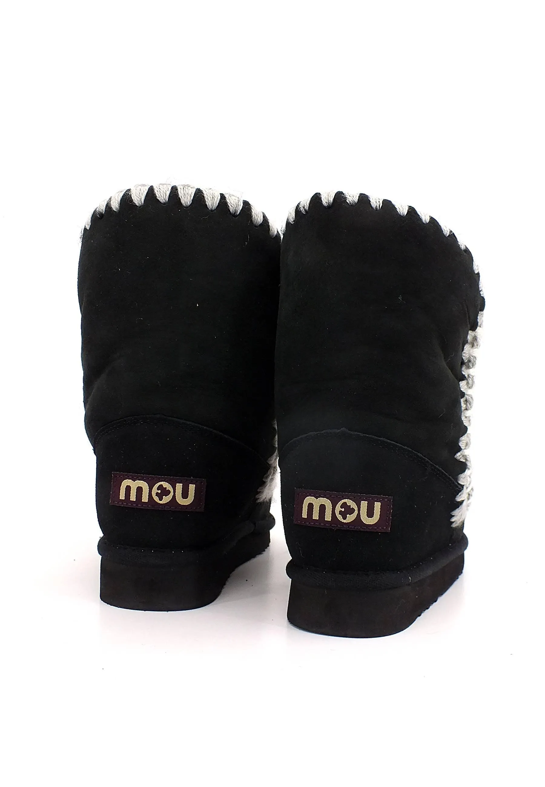 MOU Eskimo Overstitching Stivaletto Pelo Donna Black