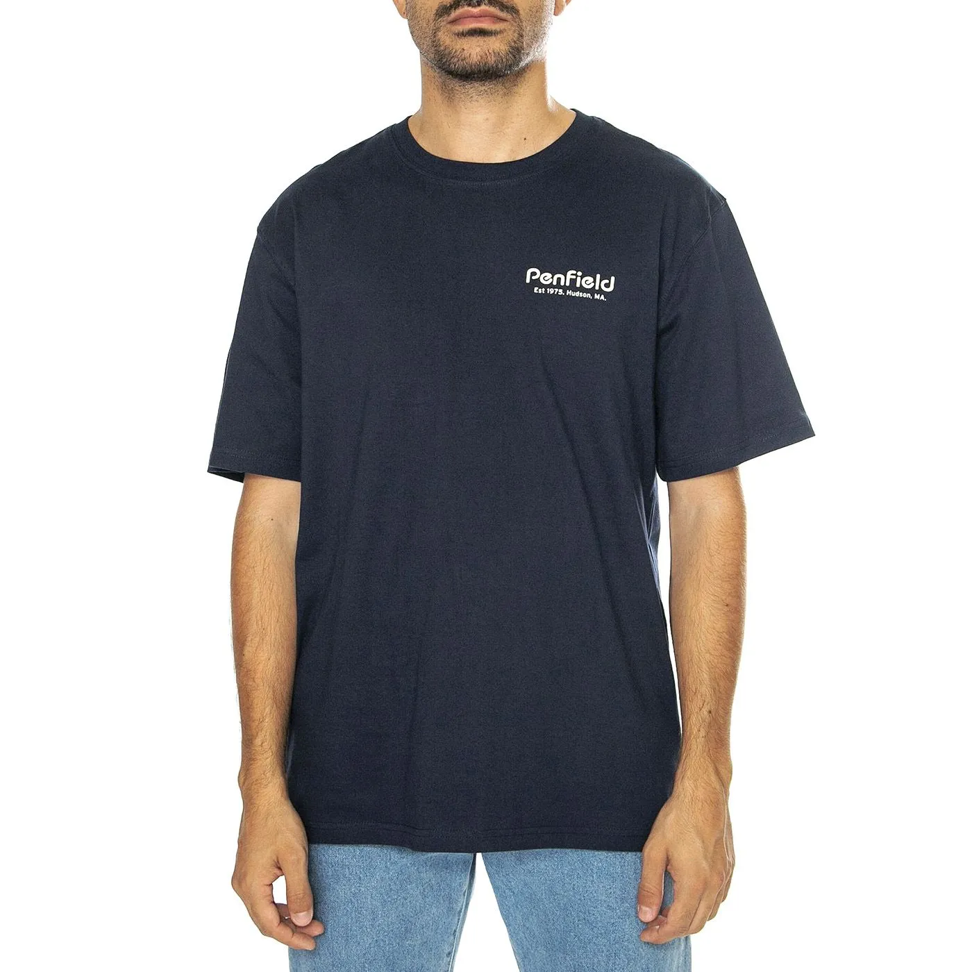 PENFIELD Hudson Script T-Shirt Navy Blazer - Maglietta Girocollo Uomo Blu    