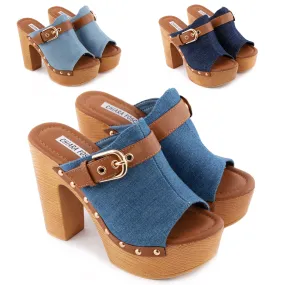 Sabot Sandali Zoccoli Denim Jeans Clogs Bsc-26