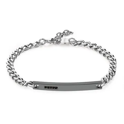 SAGAPO Bracciale in acciaio sagapò proud nero e cristalli
