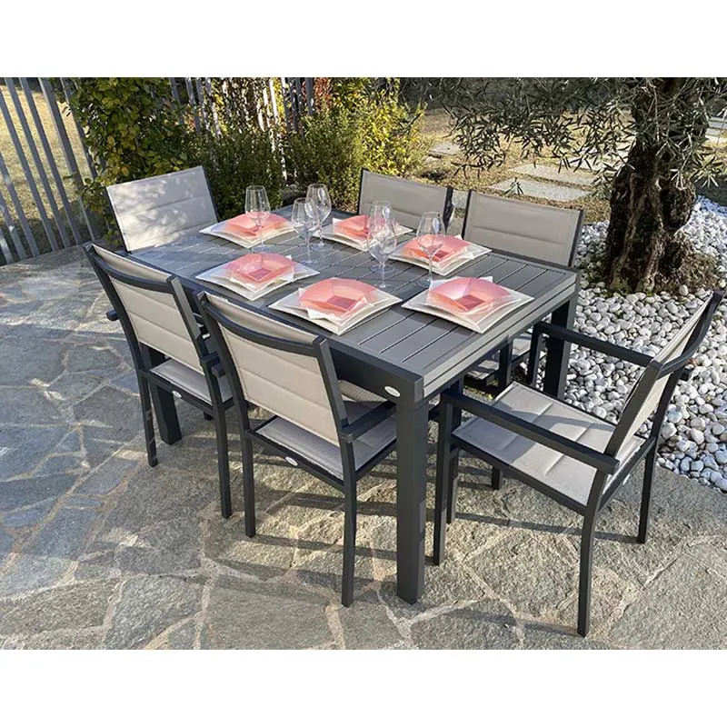 Set Tavolo e Sedie In Alluminio e Textilene Anna 