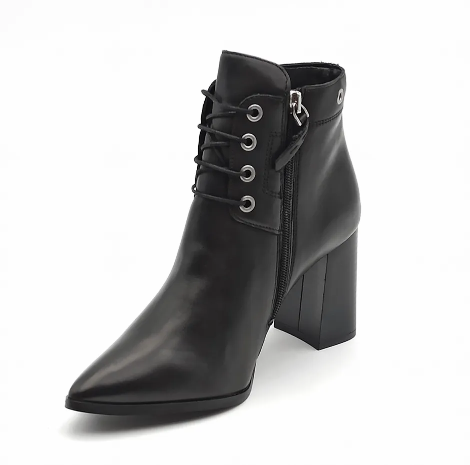 Stivaletto allacciato Donna con borchie pelle Nero CAFENOIR LC435 NERO