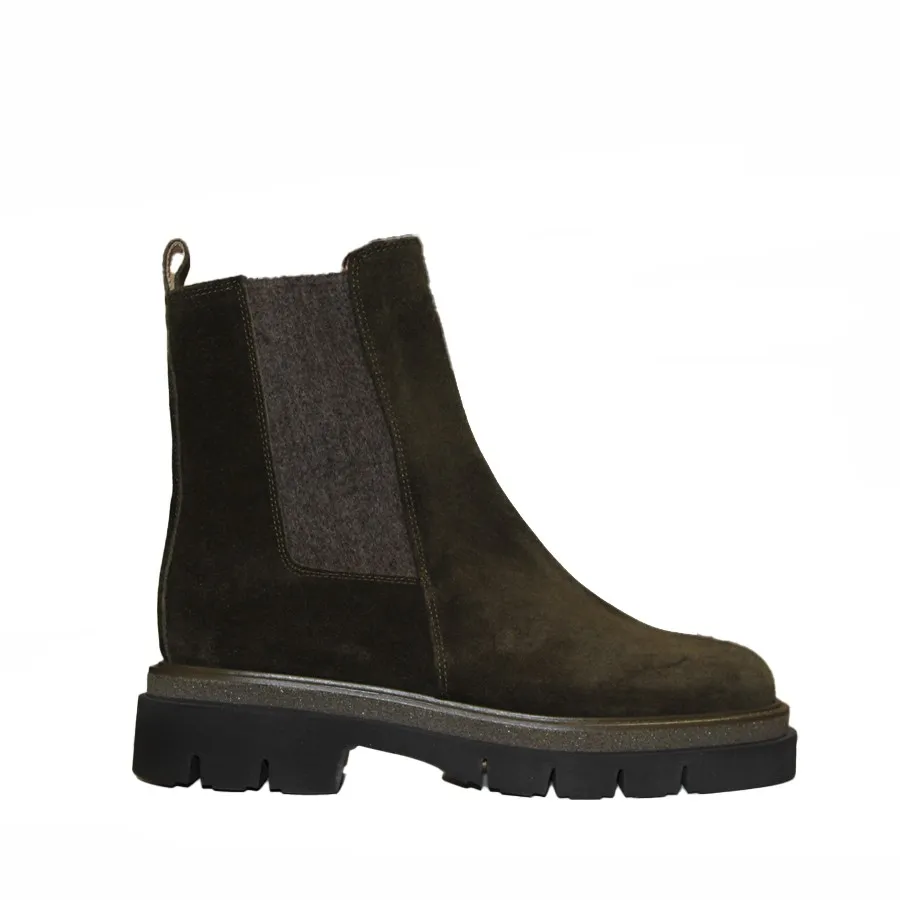 Stivaletto donna Luca Grossi con zip in camoscio foresta