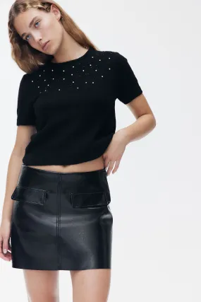 Top in maglia sottile decorata