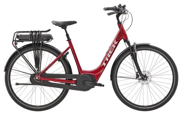 Trek District + 4 Bici da città elettrica Lowstep 300 Wh Shimano Nexus 7V Rage Red 2021