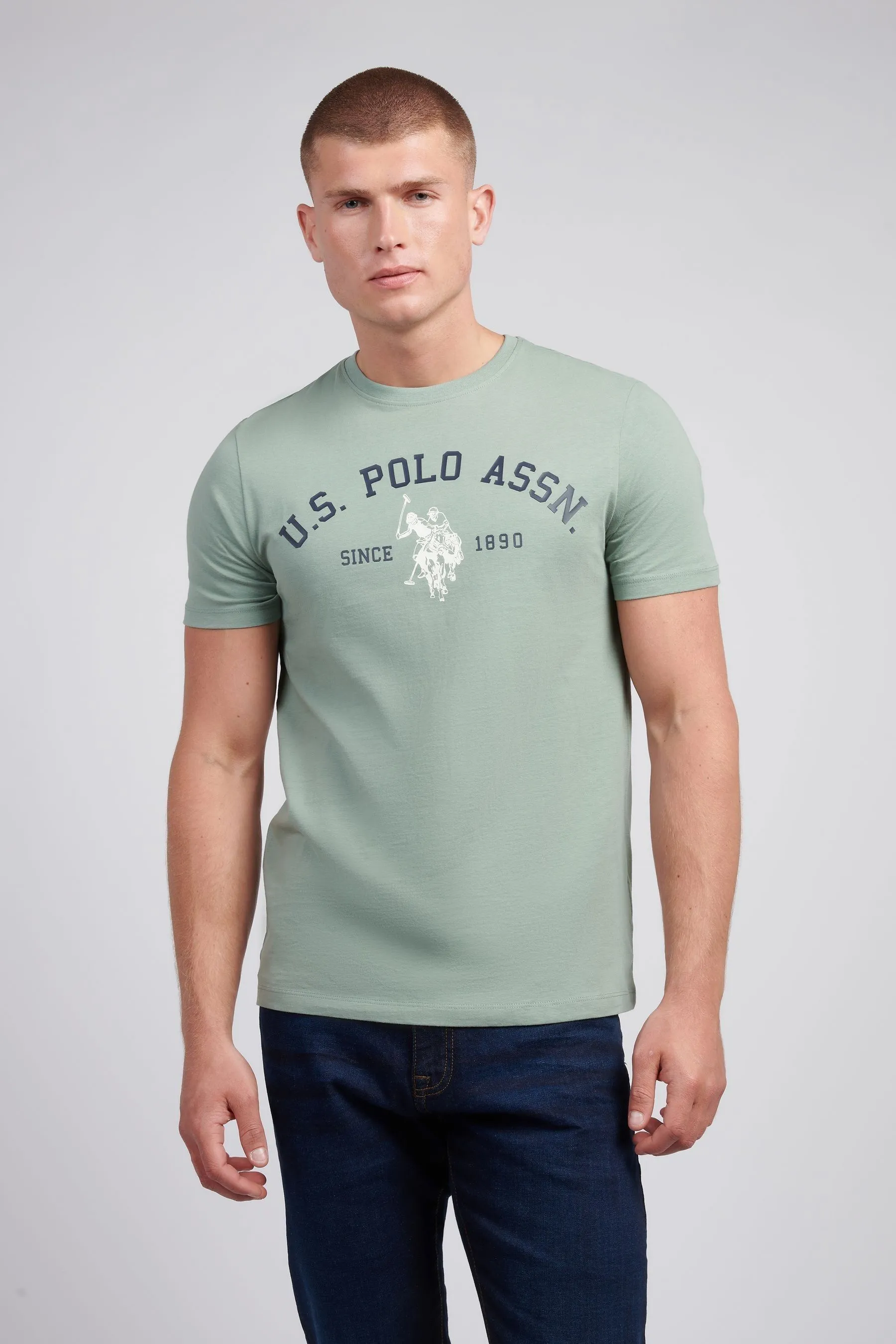 U.S. Polo Assn. Mens Signature 100% Cotton Arch Print White T-Shirt    