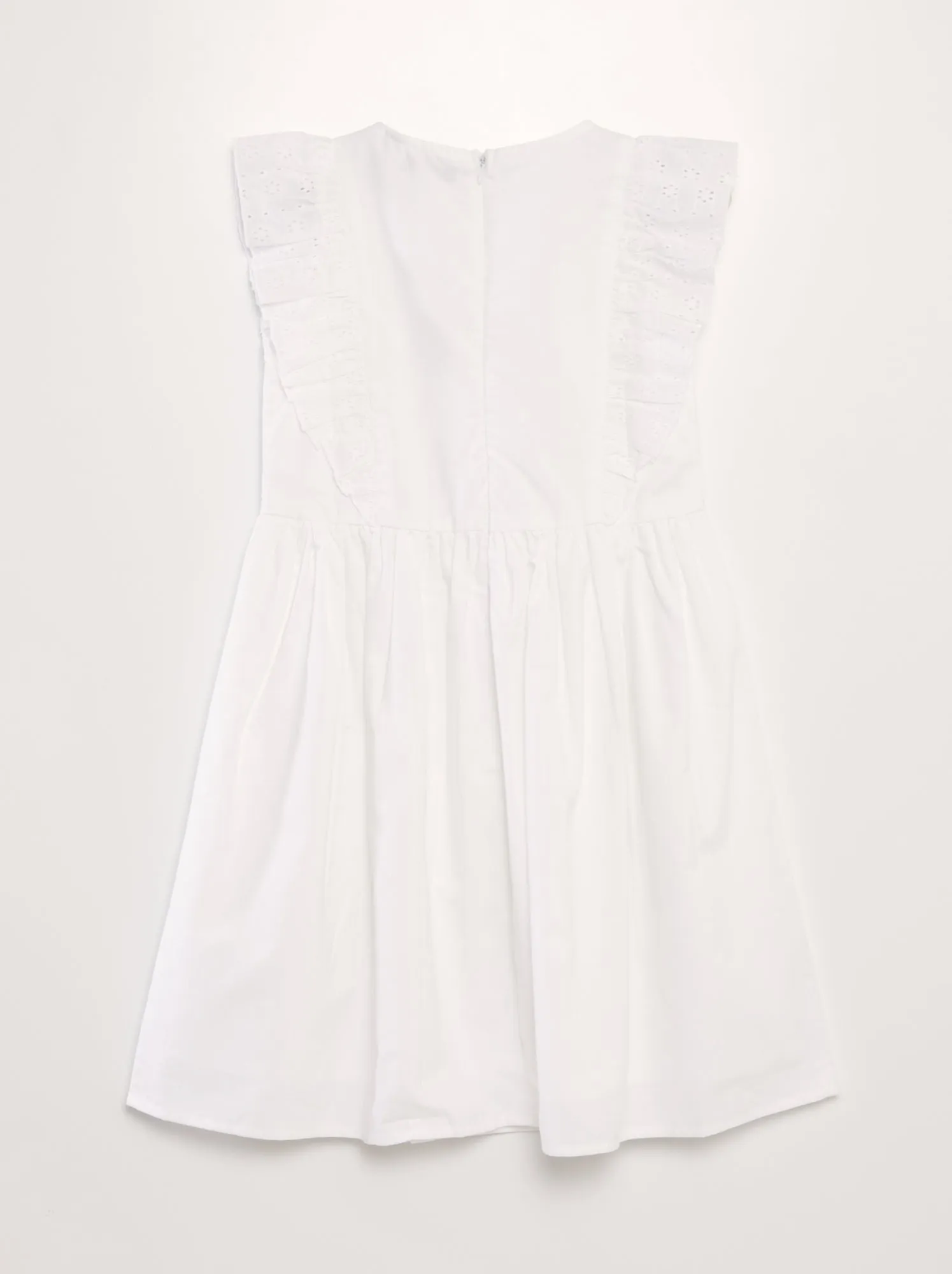 Vestito con volant ricamati - bianco